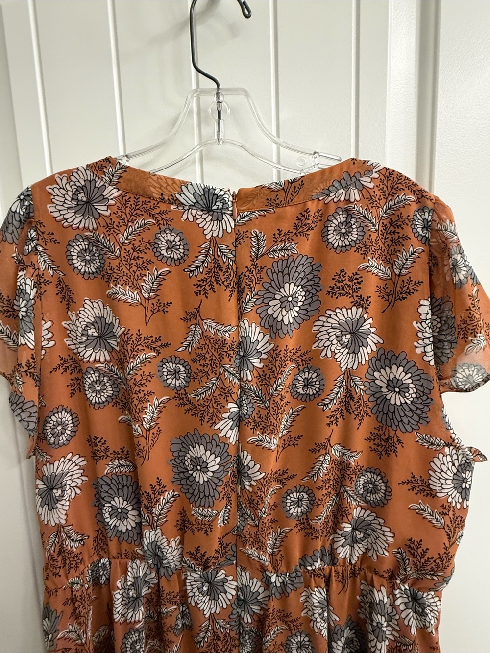 Madewell sheer sleeve Floral Midi Dress sz 18 - Picture 9 of 12